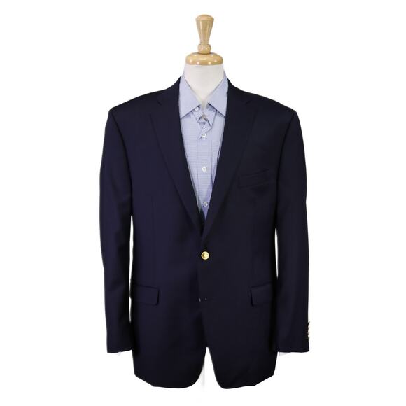 Lauren Ralph Lauren Mens Navy Blue Blazer Gold Button Jacket Wool 44R - Picture 1 of 8